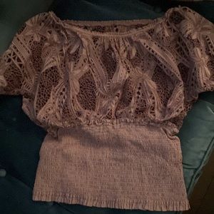 Catherine Malandrino Lace puff sleeve shirt.